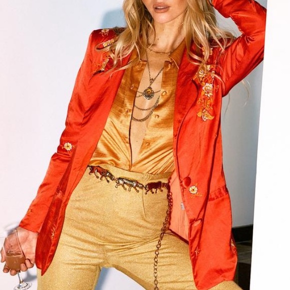 SOLD💫 Chasing Unicorns The Weight : Silk Embroidered Blazer sz S - Picture 5 of 16